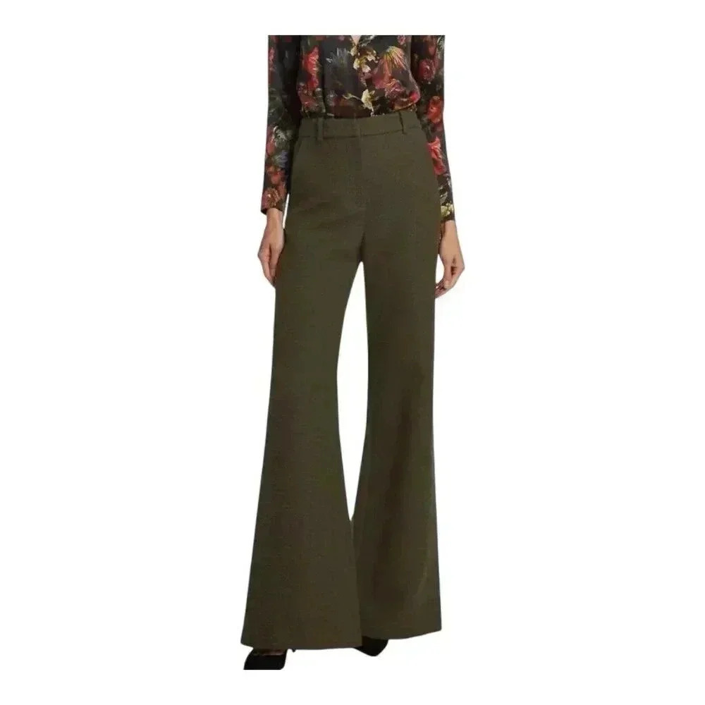 L’Agence Pilar Green Cotton Boucle Wide Leg Pants Size 16 Business NWT